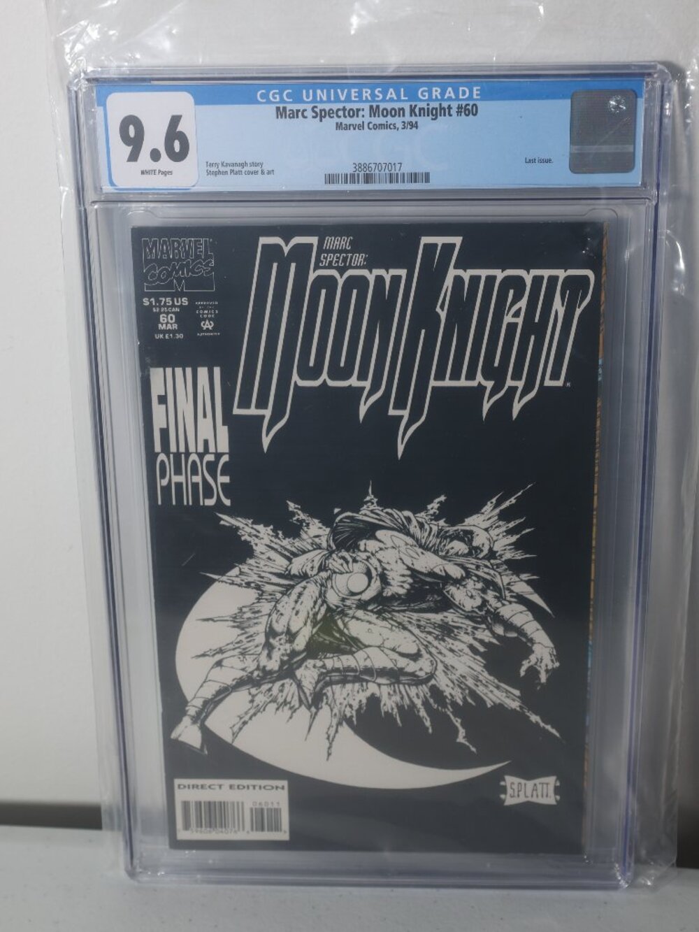 MARC SPECTOR MOON KNIGHT #60 NM 9.6 CGC WHITE PAGES LAST ISSUE PLATT COVER ART